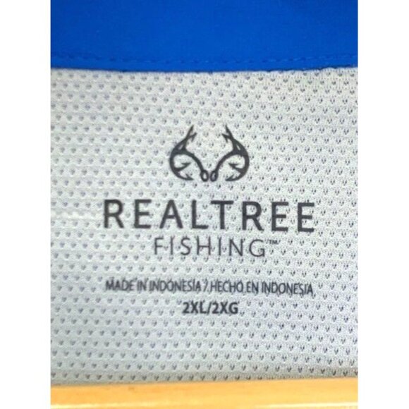 Realtree Fishing Men's Blue Short Sleeve Button-Up Shirt 2XL Polyester - Picture 3 of 9
